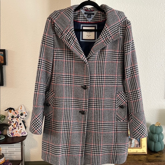 Tommy Hilfiger Red and Blue Plaid Coat - Picture 1 of 6